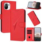 For Xiaomi Mi 11 Triangle Pattern Buckle Clasp Leather Phone Case(Red)