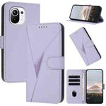 For Xiaomi Mi 11 Triangle Pattern Buckle Clasp Leather Phone Case(Light Purple)