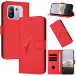 For Xiaomi Mi 11 Pro Triangle Pattern Buckle Clasp Leather Phone Case(Red)