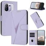 For Xiaomi Mi 11 Pro Triangle Pattern Buckle Clasp Leather Phone Case(Light Purple)