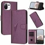 For Xiaomi Mi 11 Lite Triangle Pattern Buckle Clasp Leather Phone Case(Dark Purple)