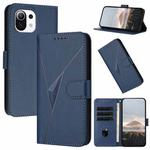 For Xiaomi Mi 11 Lite Triangle Pattern Buckle Clasp Leather Phone Case(Royal Blue)