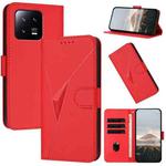 For Xiaomi 13 Triangle Pattern Buckle Clasp Leather Phone Case(Red)