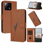 For Xiaomi 13 Triangle Pattern Buckle Clasp Leather Phone Case(Brown)