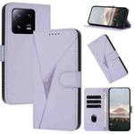 For Xiaomi 13 Pro Triangle Pattern Buckle Clasp Leather Phone Case(Light Purple)