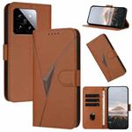 For Xiaomi 14 Triangle Pattern Buckle Clasp Leather Phone Case(Brown)