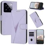 For Xiaomi 14 Pro Triangle Pattern Buckle Clasp Leather Phone Case(Light Purple)