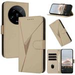For Xiaomi 14 Ultra Triangle Pattern Buckle Clasp Leather Phone Case(Gold)
