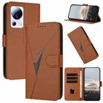 For Xiaomi Civi 2 Triangle Pattern Buckle Clasp Leather Phone Case(Brown)