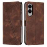For Samsung Galaxy S25 Edge 5G Dream Triangle Leather Phone Case with Lanyard(Brown)