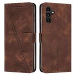 For Samsung Galaxy S25 FE 5G Dream Triangle Leather Phone Case with Lanyard(Brown)