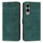 For Samsung Galaxy S25 Edge 5G Skin Feel Stripe Pattern Leather Phone Case with Lanyard(Green)