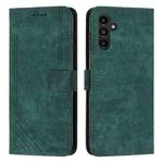 For Samsung Galaxy S25 FE 5G Skin Feel Stripe Pattern Leather Phone Case with Lanyard(Green)