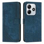 For Redmi Note 14 5G Skin Feel Stripe Pattern Leather Phone Case with Long Lanyard(Blue)