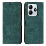 For Redmi Note 14 4G 163.25mm Skin Feel Stripe Pattern Leather Phone Case with Lanyard(Green)
