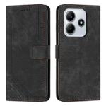 For Redmi Note 14 4G 163.25mm Skin Feel Stripe Pattern Leather Phone Case with Long Lanyard(Black)
