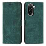 For Redmi A5 5G 171.7mm / Poco C71 Skin Feel Stripe Pattern Leather Phone Case with Long Lanyard(Green)