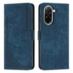 For Redmi A5 5G 171.7mm / Poco C71 Skin Feel Stripe Pattern Leather Phone Case with Long Lanyard(Blue)