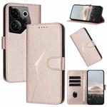 For Tecno Camon 20 Premier Triangle Pattern Buckle Clasp Leather Phone Case(Rose Gold)