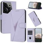 For Tecno Camon 20 Premier Triangle Pattern Buckle Clasp Leather Phone Case(Light Purple)