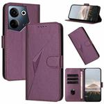 For Tecno Camon 20 / Camon 20 Pro 4G Triangle Pattern Buckle Clasp Leather Phone Case(Dark Purple)