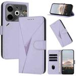 For Tecno Pova 6 Neo Triangle Pattern Buckle Clasp Leather Phone Case(Light Purple)