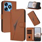 For Tecno Spark 10 4G Triangle Pattern Buckle Clasp Leather Phone Case(Brown)