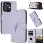 For Tecno Spark 10C Triangle Pattern Buckle Clasp Leather Phone Case(Light Purple)