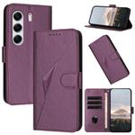 For Tecno Camon 40 4G Triangle Pattern Buckle Clasp Leather Phone Case(Dark Purple)