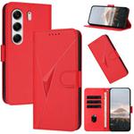 For Tecno Camon 40 Pro 4G Triangle Pattern Buckle Clasp Leather Phone Case(Red)