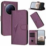 For Tecno Camon 40 Premier Triangle Pattern Buckle Clasp Leather Phone Case(Dark Purple)