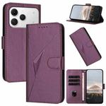 For Tecno Spark 40 4G Triangle Pattern Buckle Clasp Leather Phone Case(Dark Purple)