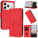 For Tecno Spark 40 4G Triangle Pattern Buckle Clasp Leather Phone Case(Red)