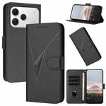 For Tecno Spark 40 4G Triangle Pattern Buckle Clasp Leather Phone Case(Black)