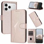 For Tecno Spark 40 4G Triangle Pattern Buckle Clasp Leather Phone Case(Rose Gold)