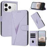 For Tecno Spark 40 4G Triangle Pattern Buckle Clasp Leather Phone Case(Light Purple)