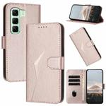 For Infinix Hot 50 4G Triangle Pattern Buckle Clasp Leather Phone Case(Rose Gold)