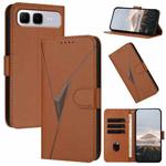 For Infinix Smart 10 Plus 4G Triangle Pattern Buckle Clasp Leather Phone Case(Brown)