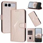 For Infinix Smart 10 Plus 4G Triangle Pattern Buckle Clasp Leather Phone Case(Rose Gold)