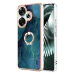 For Xiaomi Poco F6 5G Electroplating Marble Dual-side IMD Phone Case with Ring(Green 017)