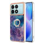 For Xiaomi Poco F6 Pro 5G Electroplating Marble Dual-side IMD Phone Case with Ring(Purple 016)