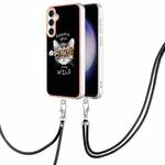 For Samsung Galaxy S24 FE 5G Electroplating Dual-side IMD Phone Case with Lanyard(Natural Growth)