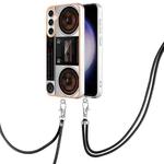 For Samsung Galaxy S24 FE 5G Electroplating Dual-side IMD Phone Case with Lanyard(Retro Radio)