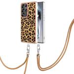 For Samsung Galaxy S25 Ultra 5G Electroplating Dual-side IMD Phone Case with Lanyard(Leopard Print)