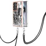 For Samsung Galaxy S25 Ultra 5G Electroplating Dual-side IMD Phone Case with Lanyard(Totem Elephant)