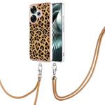 For Xiaomi Poco F6 5G Electroplating Dual-side IMD Phone Case with Lanyard(Leopard Print)