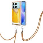 For Xiaomi Poco F6 Pro 5G Electroplating Dual-side IMD Phone Case with Lanyard(Draft Beer)