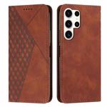 For Samsung Galaxy S25 Ultra 5G Diamond Splicing Skin Feel Magnetic Leather Phone Case(Brown)