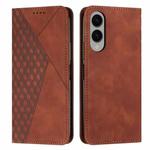 For Samsung Galaxy S25 Edge 5G Diamond Splicing Skin Feel Magnetic Leather Phone Case(Brown)