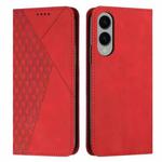 For Samsung Galaxy S25 Edge 5G Diamond Splicing Skin Feel Magnetic Leather Phone Case(Red)